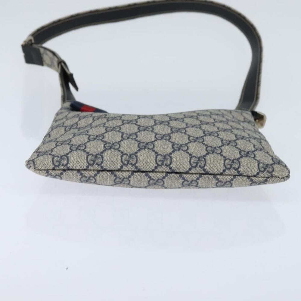 GUCCI GG Supreme Sherry Line Shoulder Bag PVC Navy Silver 246413 Auth 150735 - Picture 5 of 16